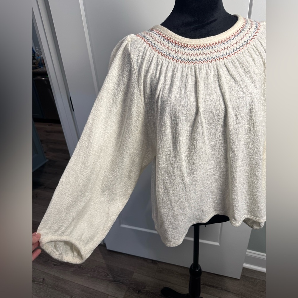 Madewell Superlight Jacquard Embroidered Smocked Top organic cotton - Picture 2 of 8